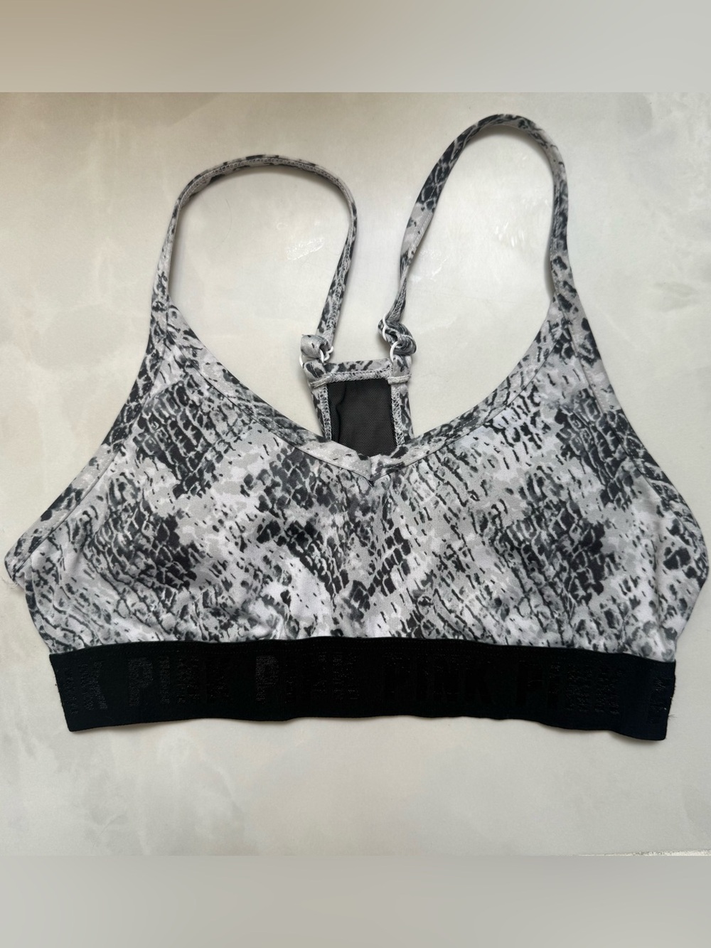 Victoria’s Secret PINK Black & White Printed Racerback Bralette